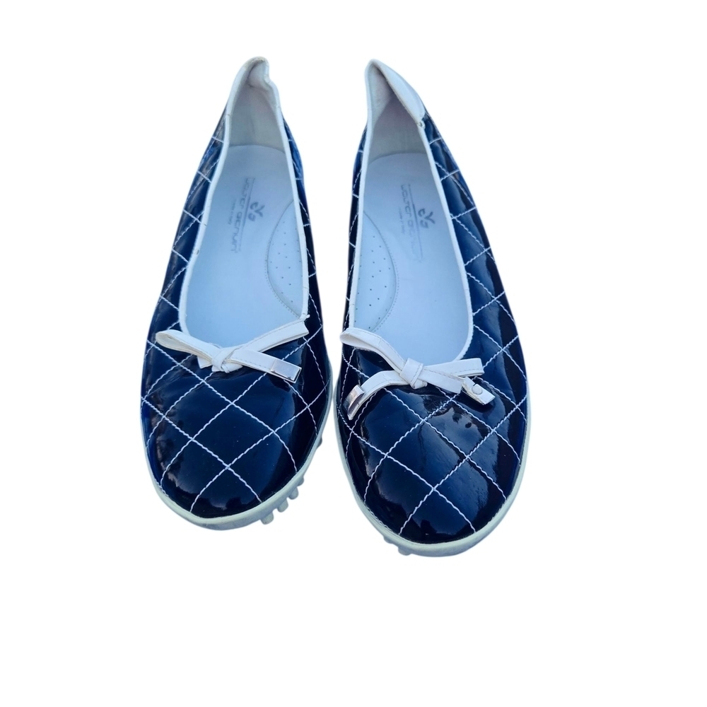 WALTER GENUIN - BIANCA Blaxk And White Golf Shoes Flats Slip On
